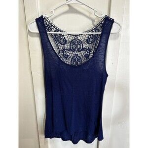 Women's  Rue 21 Navy Blue Floral Ltwt. Sleeveless Racerback Tank Top Size Small